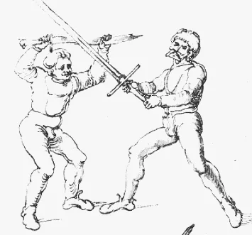 Defense against a great sword at close range.