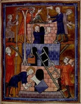 Builders collaborating to construct the Capital's Church.