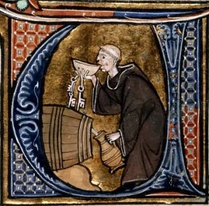 A monk sampling wine.