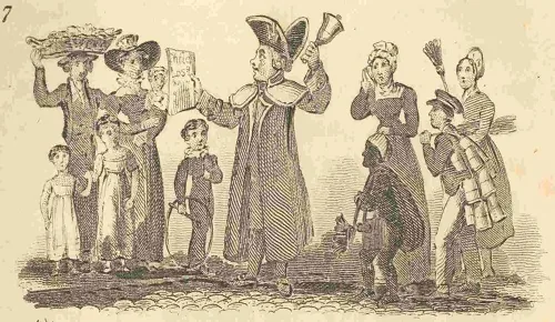 A town crier making an announcement.