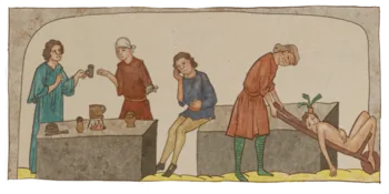 Patients being treated with friendly herbal combinations through the use of [[alchemy]].